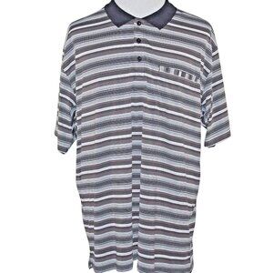 Duluth Trading Co 2XL Pocket Wick Away Collared Striped Gray Black 3 Button Polo